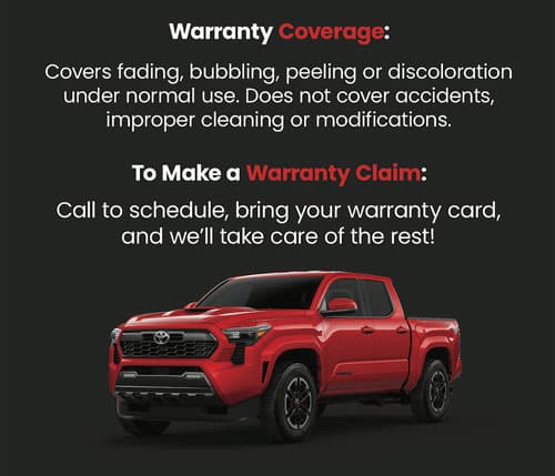Image of a red truck and the Specialists Car Tint Warranty Overview