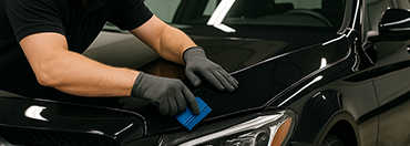 Invisible paint protection film applied to car surface