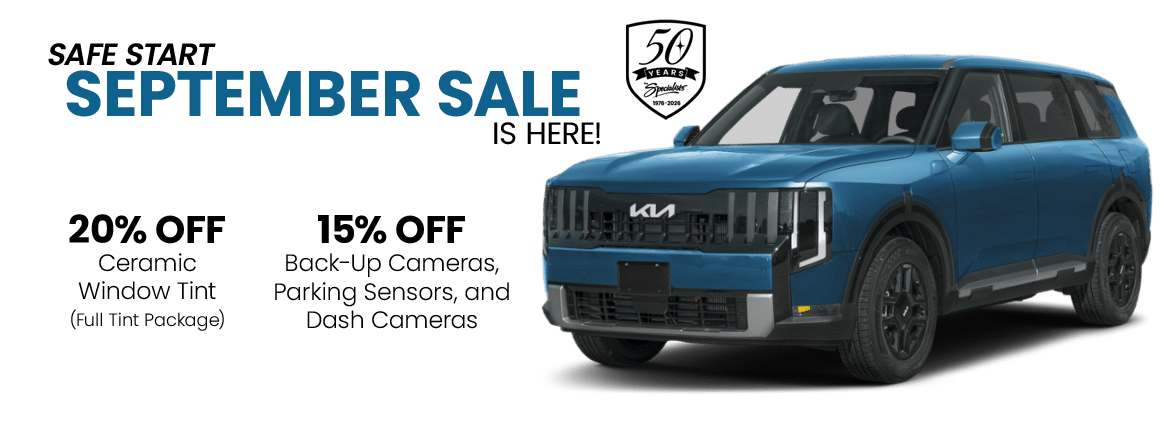 Safe Start September Sale all month long. Kia Telluride in header.
