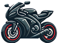 A graphic of a motorcycle red and black.