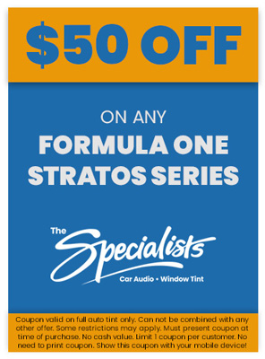 $50 Off Formula One Stratos Window Tint – The Specialists Tucson & Sierra Vista
